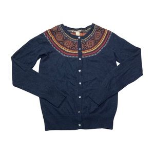 Lucky Brand Wool Blend Cardigan Sweater Small Southwestern Beaded Embellished